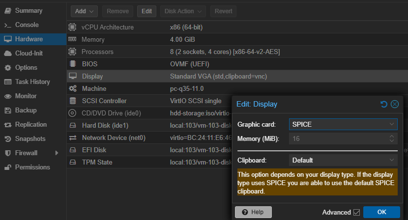 SPICE Display Setting